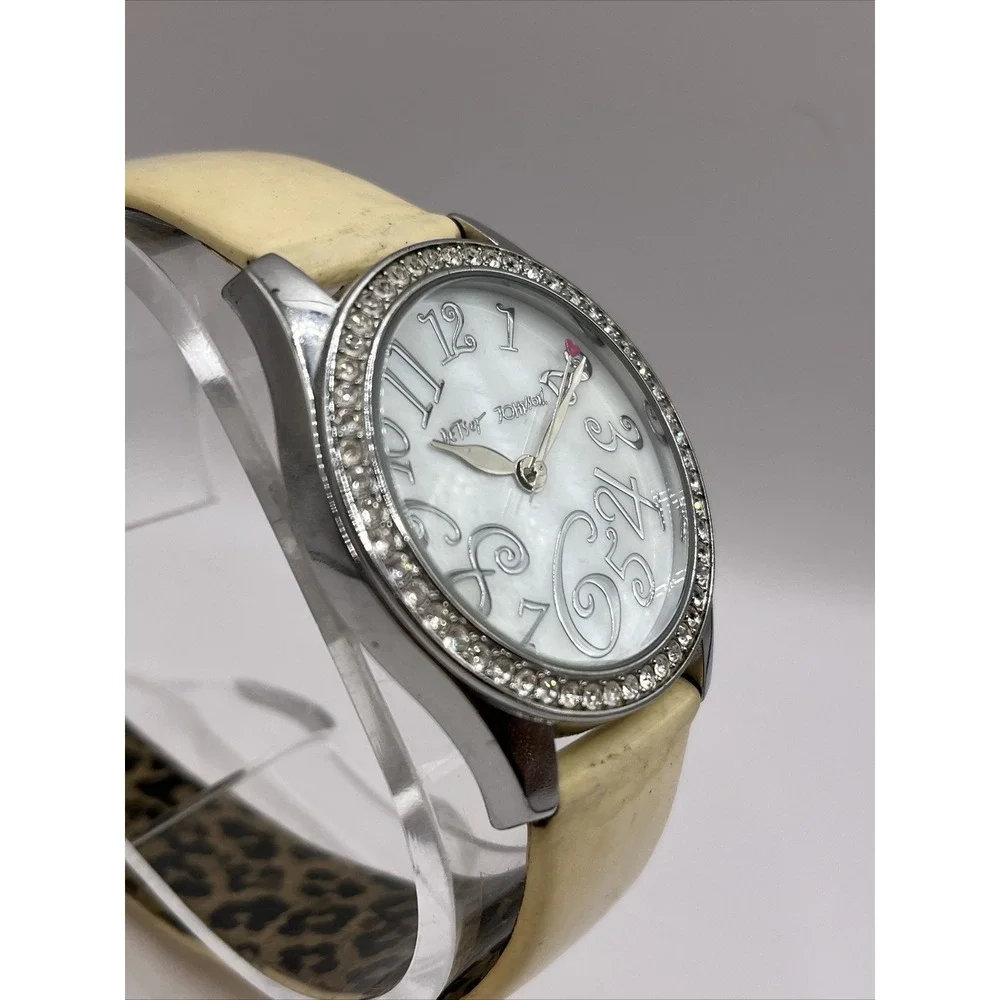 Betsey Johnson‎ Women's Rhinestone Bezel Watch Leather Band- New Battery